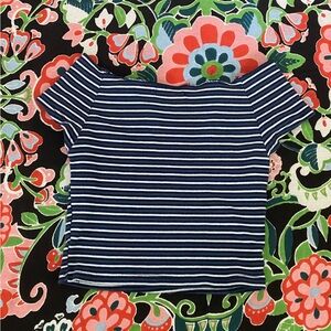 Brandy Melville Navy and White Striped Tee